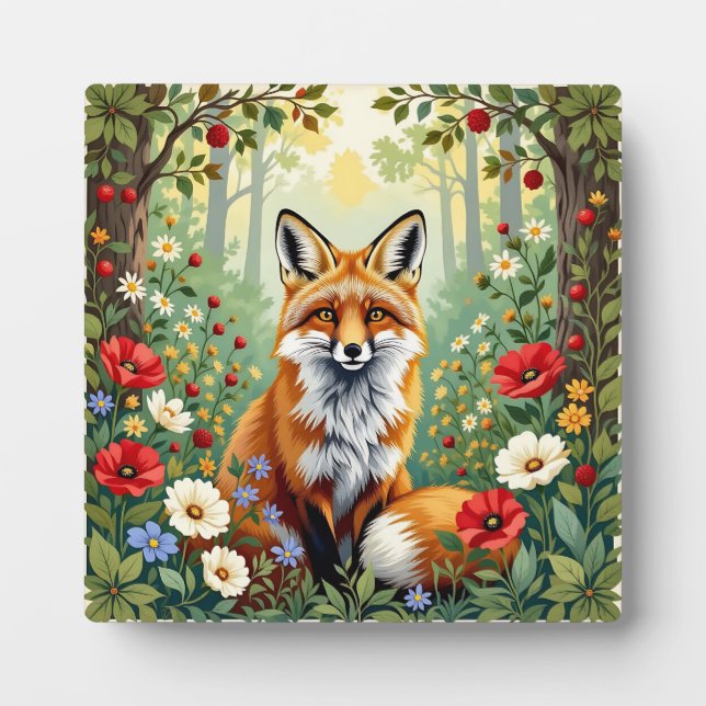 Fox Wildflower Forest Illustration Plaque (Front)