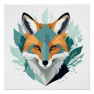 Fox Wildlife Animal Nature Outdoors Watercolor Poster