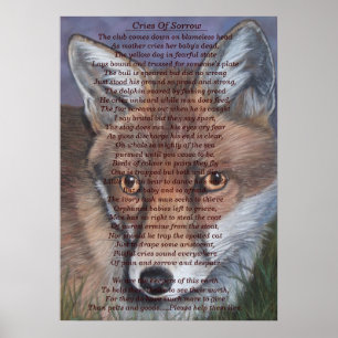 fox wildlife painting sad animal original poem art poster
