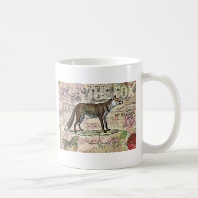 Fox Wildlife Vintage Animal Illustration  Coffee Mug (Right)