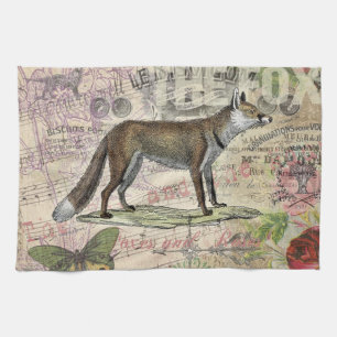 Fox Wildlife Vintage Animal Illustration Kitchen Towel