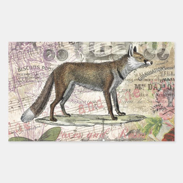 Fox Wildlife Vintage Animal Illustration  Sticker (Front)