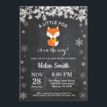 Fox Winter Baby Shower Chalkboard Invitation<br><div class="desc">Fox Winter Baby Shower Invitation. White Snowflake. Boy or Girl Baby Shower Invitation. Winter Holiday Baby Shower Invite. Chalkboard Background. Black and White. For further customization, please click the "Customize it" button and use our design tool to modify this template.</div>