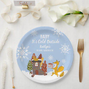 Fox Winter Baby Shower It’s Cold Outside  Paper Plate