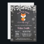 Fox Winter Girl Baby Shower Chalkboard Invitaiton Invitation<br><div class="desc">Fox Winter Girl Baby Shower Invitation. White Snowflake. Girl Baby Shower Invitation. Winter Holiday Baby Shower Invite. Chalkboard Background. Black and White. For further customization,  please click the "Customize it" button and use our design tool to modify this template.</div>