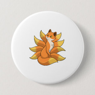 Fox with 9 Fox tails 3 Inch Round Button