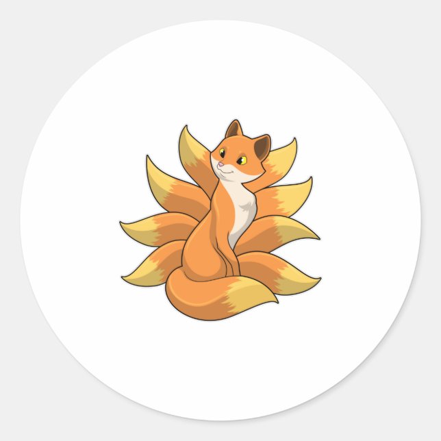 Fox with 9 Fox tails Classic Round Sticker (Front)