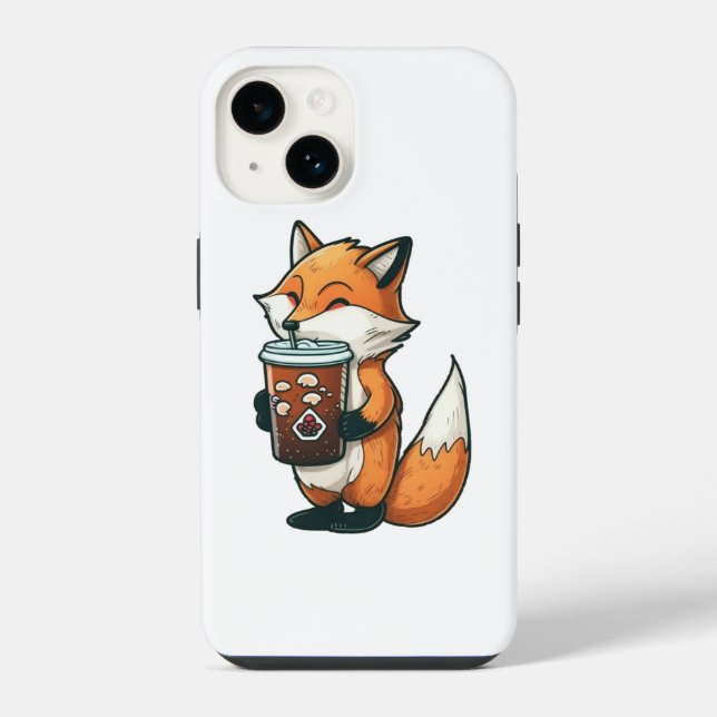Fox with a cup iPhone case (Back)
