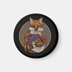 Fox with Autumn Toadstools Magnet