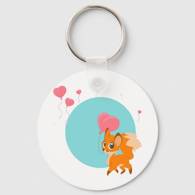 Fox with  Balloon Keychain (Front)