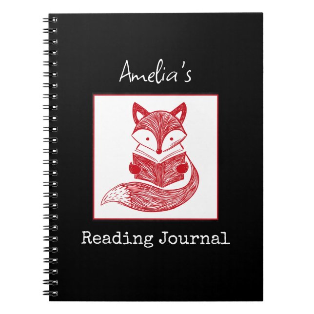 Fox with Book Personalized Reading Notebook (Front)