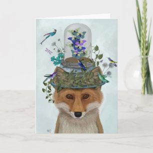 Fox with Butterfly Bell Jar Card