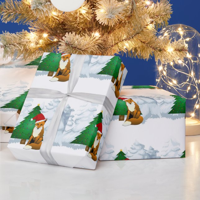 Fox with Christmas Tree Wrapping Paper for Kids (Holidays)