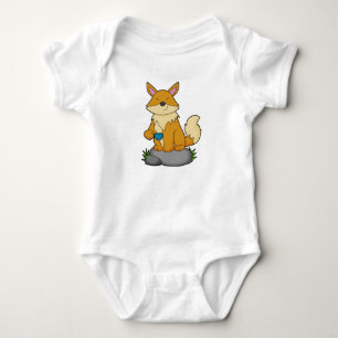 Fox with Coffee cup Baby Bodysuit