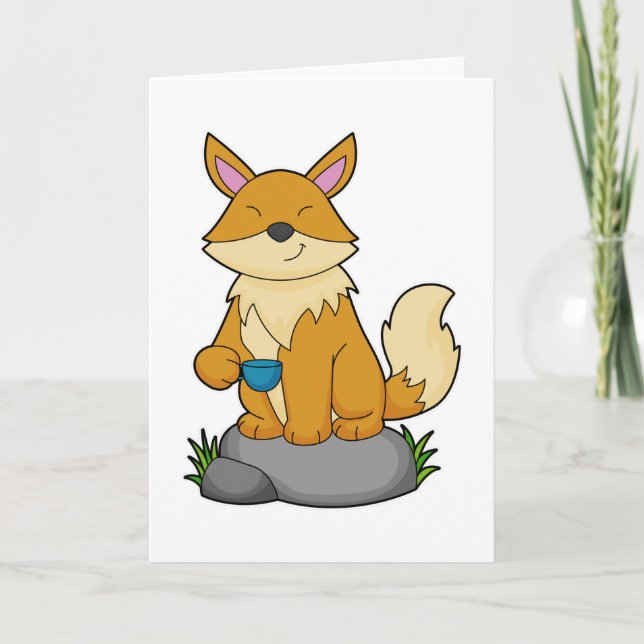 Fox with Coffee cup Card (Front)
