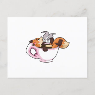 Fox with Coffee Cup Postcard