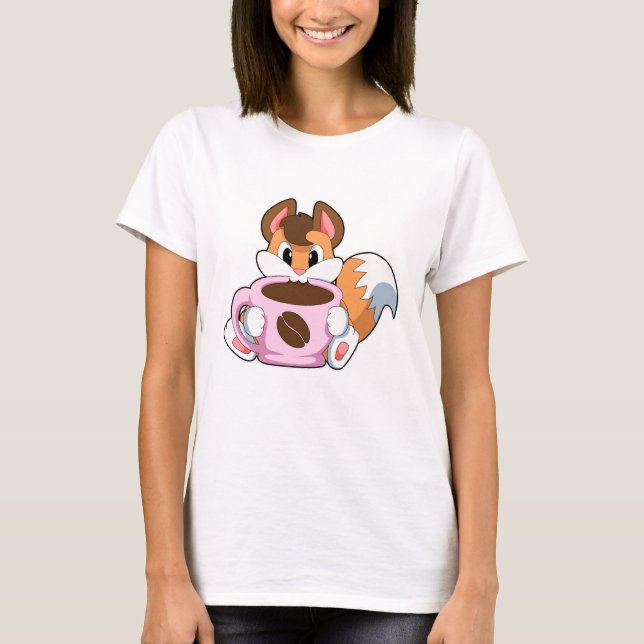 Fox with Cup of Coffee T-Shirt (Front)
