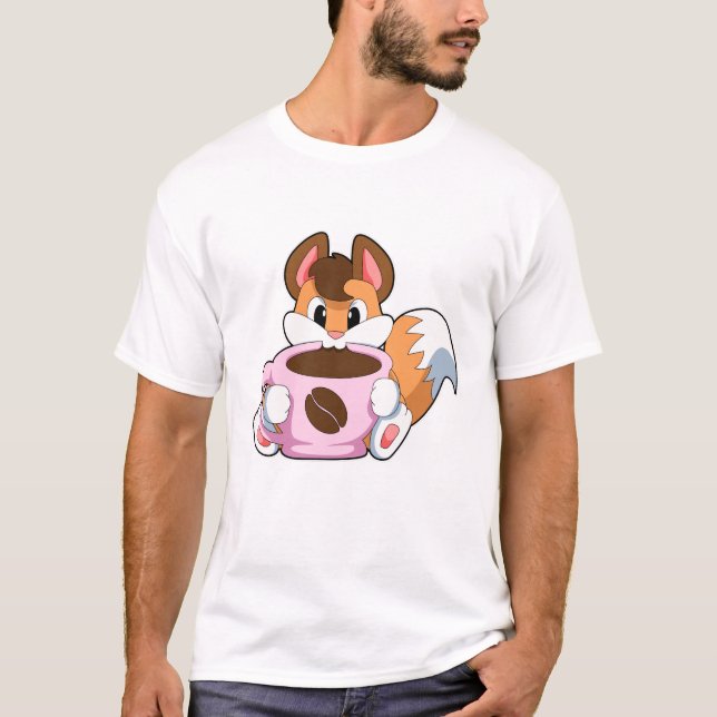 Fox with Cup of Coffee T-Shirt (Front)