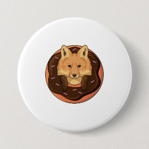 Fox with Doughnut 3 Inch Round Button