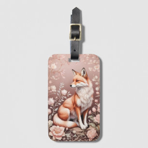 Fox With Dreamy Pink Floral Luggage Tag