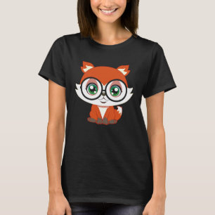 Fox with Glasses cutie Pet Nerd Nerdy Man Woman Ki T-Shirt