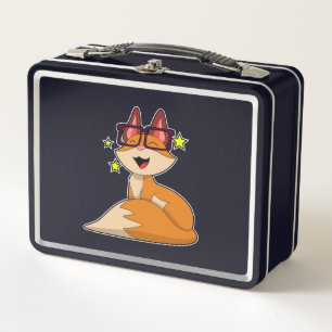 Fox with Glasses Metal Lunch Box