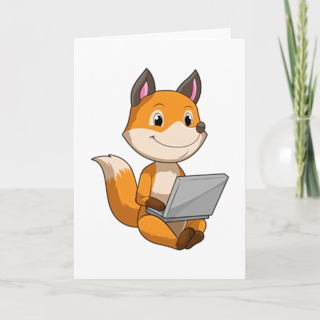 Fox with Laptop Card (Front)