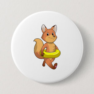 Fox with Lifebuoy 3 Inch Round Button