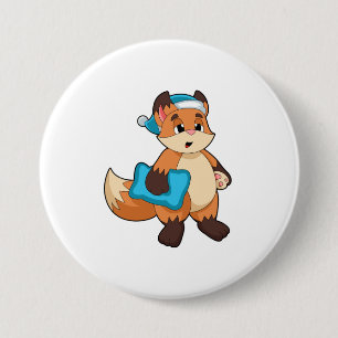 Fox with Nightcap 3 Inch Round Button
