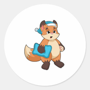 Fox with Nightcap Classic Round Sticker