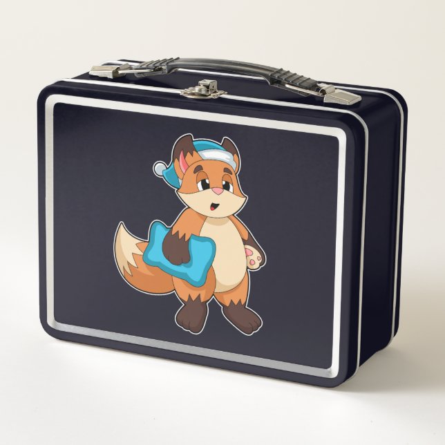 Fox with Nightcap Metal Lunch Box (Front)