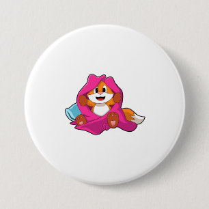 Fox with Pillow and Blanket 3 Inch Round Button