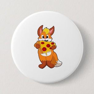 Fox with Pizza 3 Inch Round Button