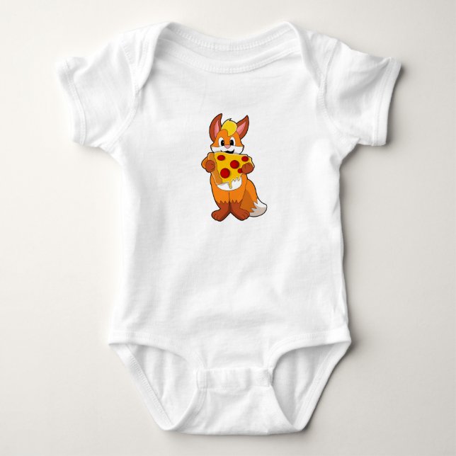 Fox with Pizza Baby Bodysuit (Front)