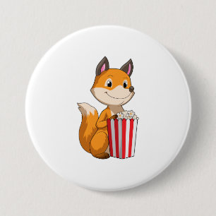 Fox with Popcorn 3 Inch Round Button