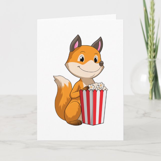 Fox with Popcorn Card (Front)