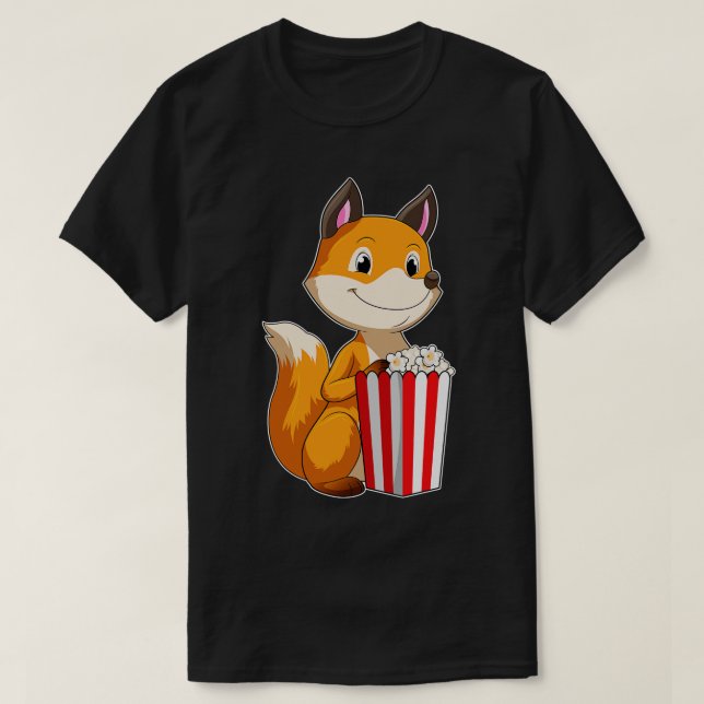 Fox with Popcorn T-Shirt (Design Front)