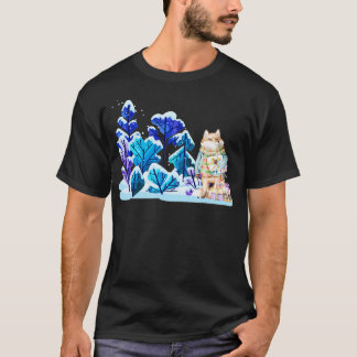 Fox with presents in snowy forest merry christmas  T-Shirt