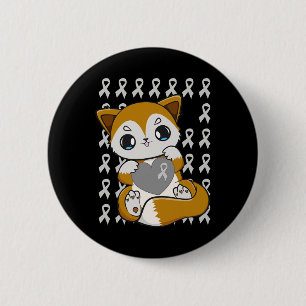 Fox With Ribbon For Dyslexia Awareness 2 Inch Round Button