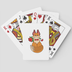 Fox with Rose Flower Playing Cards
