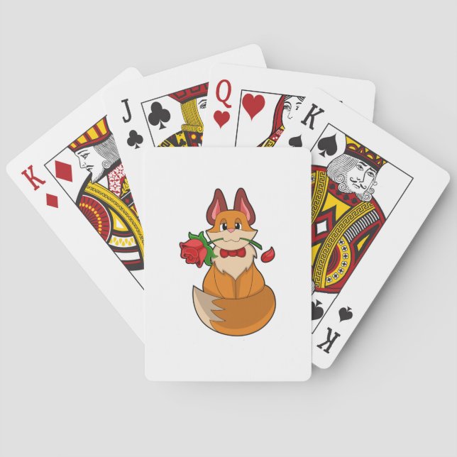 Fox with Rose Flower Playing Cards (Back)