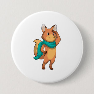 Fox with Scarf 3 Inch Round Button