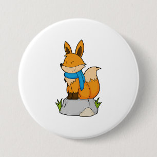 Fox with Scarf on Rock 3 Inch Round Button