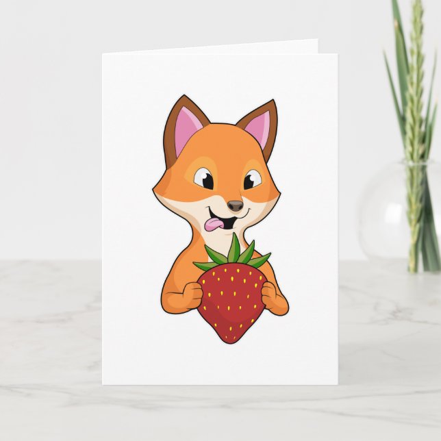 Fox with Strawberry Card (Front)