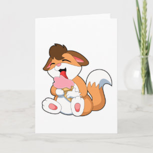 Fox with Strawberry Ice cream Card