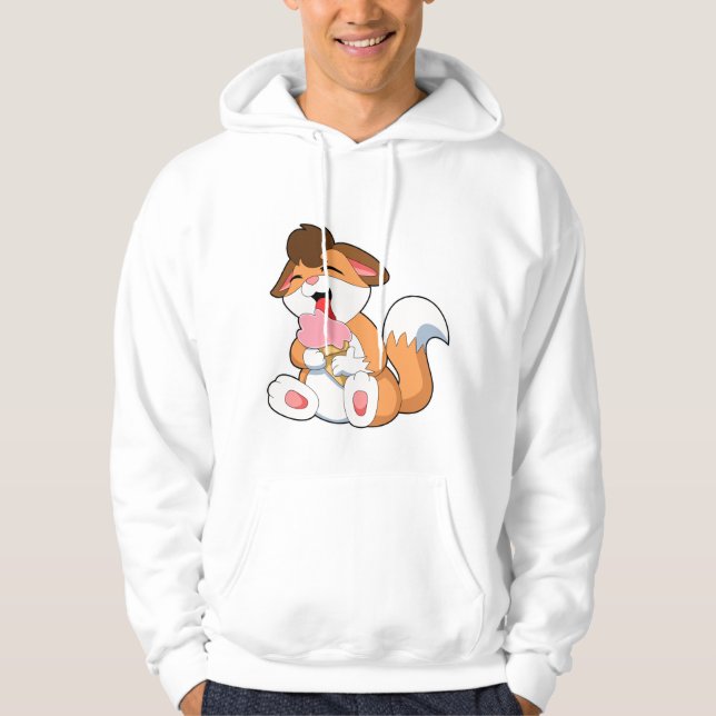 Fox with Strawberry Ice cream Hoodie (Front)