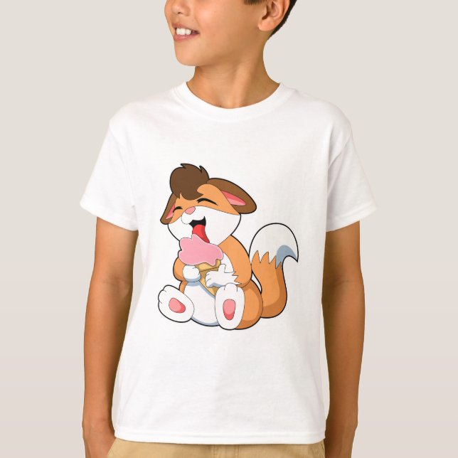 Fox with Strawberry Ice cream T-Shirt (Front)