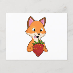 Fox with Strawberry Postcard