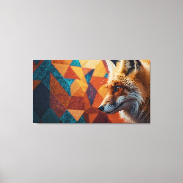 Fox with striking orange fur against  canvas print (Front)