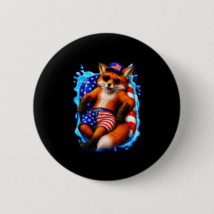 Fox with sunglasses patriotic animal summer pool 2 inch round button